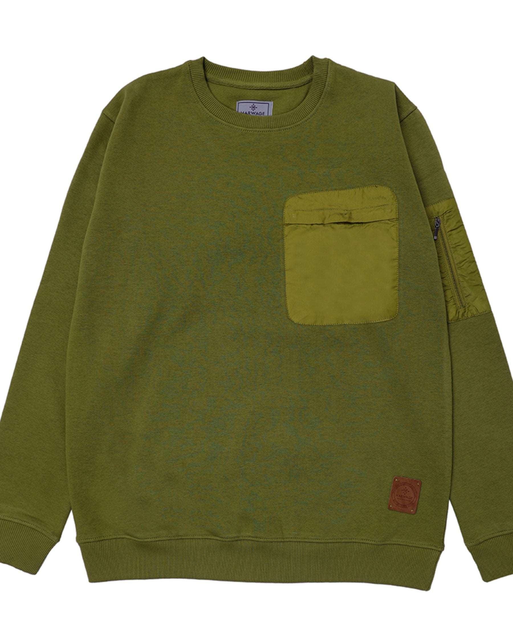 Men Regular Fit Sweatshirt – Olive Green - Harwage