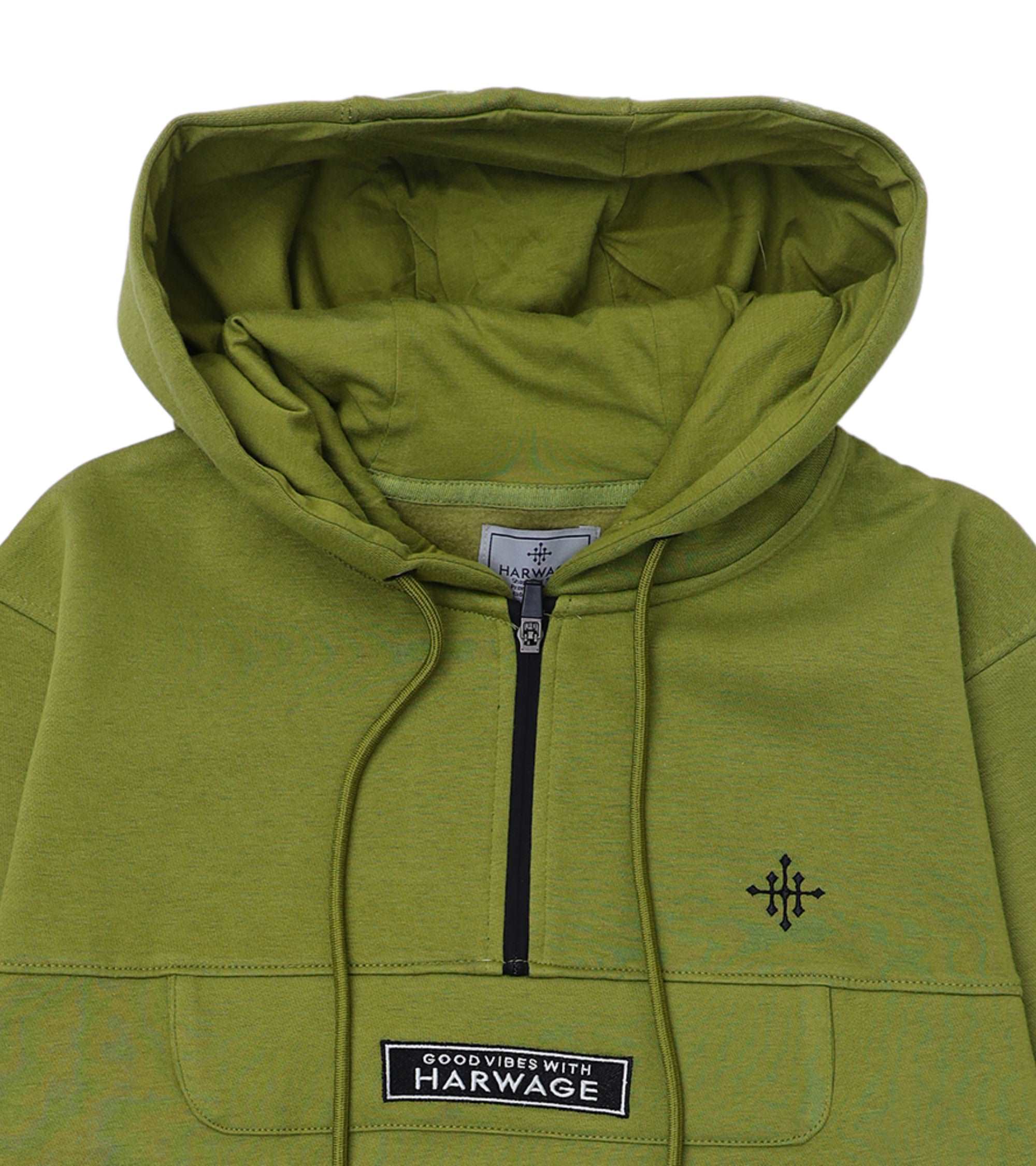 Men Regular Fit Hoodie – Olive Green - Harwage