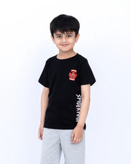 Boys Printed Cord Set – Black