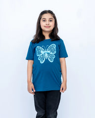 Girls Graphic Printed Tee – Blue Sapphire