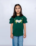 Girls Printed Graphic Tee – Green