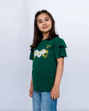 Girls Printed Graphic Tee – Green