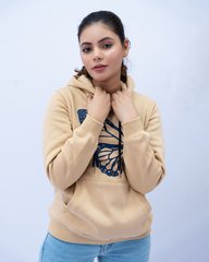 Women Pullover Hoodie - Beige