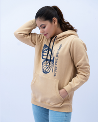 Women Pullover Hoodie - Beige