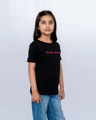 Girls Printed Graphic Tee – Black