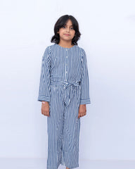 Girls Striped Jumpsuit – Blue