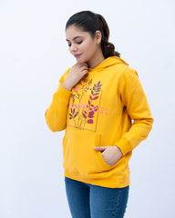 Women Pullover with SLV Panel Hoodie - Mustard