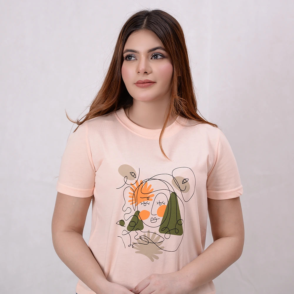 Women Printed Cropped Top - Pale Dogwood - Harwage