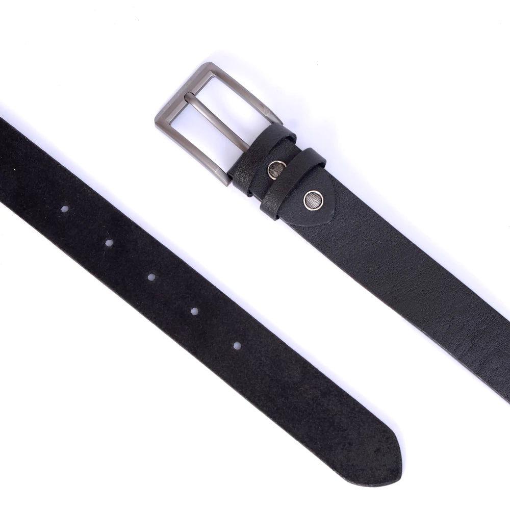 Men Basic Buckle Belt - Black - Harwage