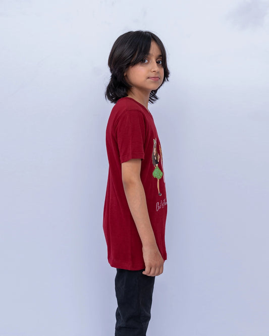 Little Girls Graphic Tee – Maroon