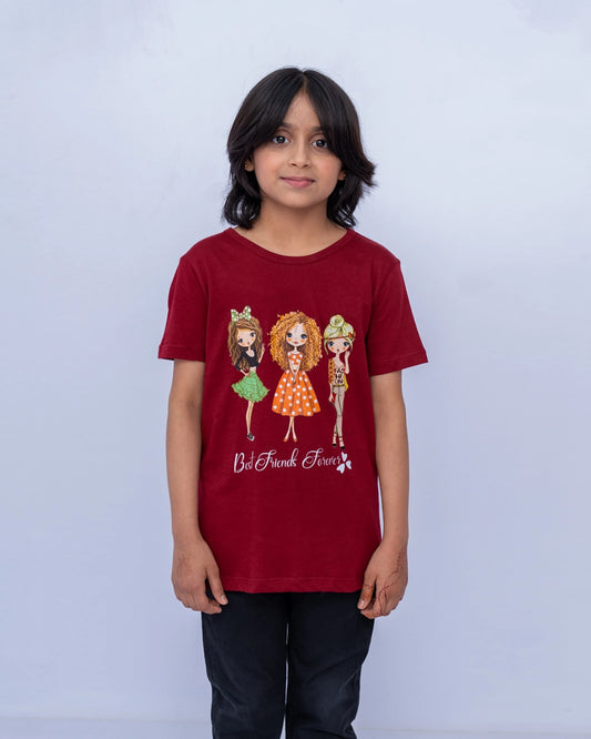 Little Girls Graphic Tee – Maroon