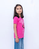 Junior Girls Printed Graphic Shirt – Vivid Pink