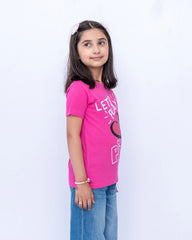 Junior Girls Printed Graphic Shirt – Vivid Pink