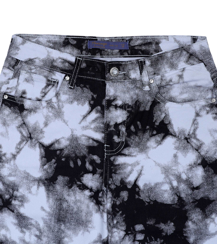 Women Tie & Dye Wide Leg Jeans – Black - Harwage