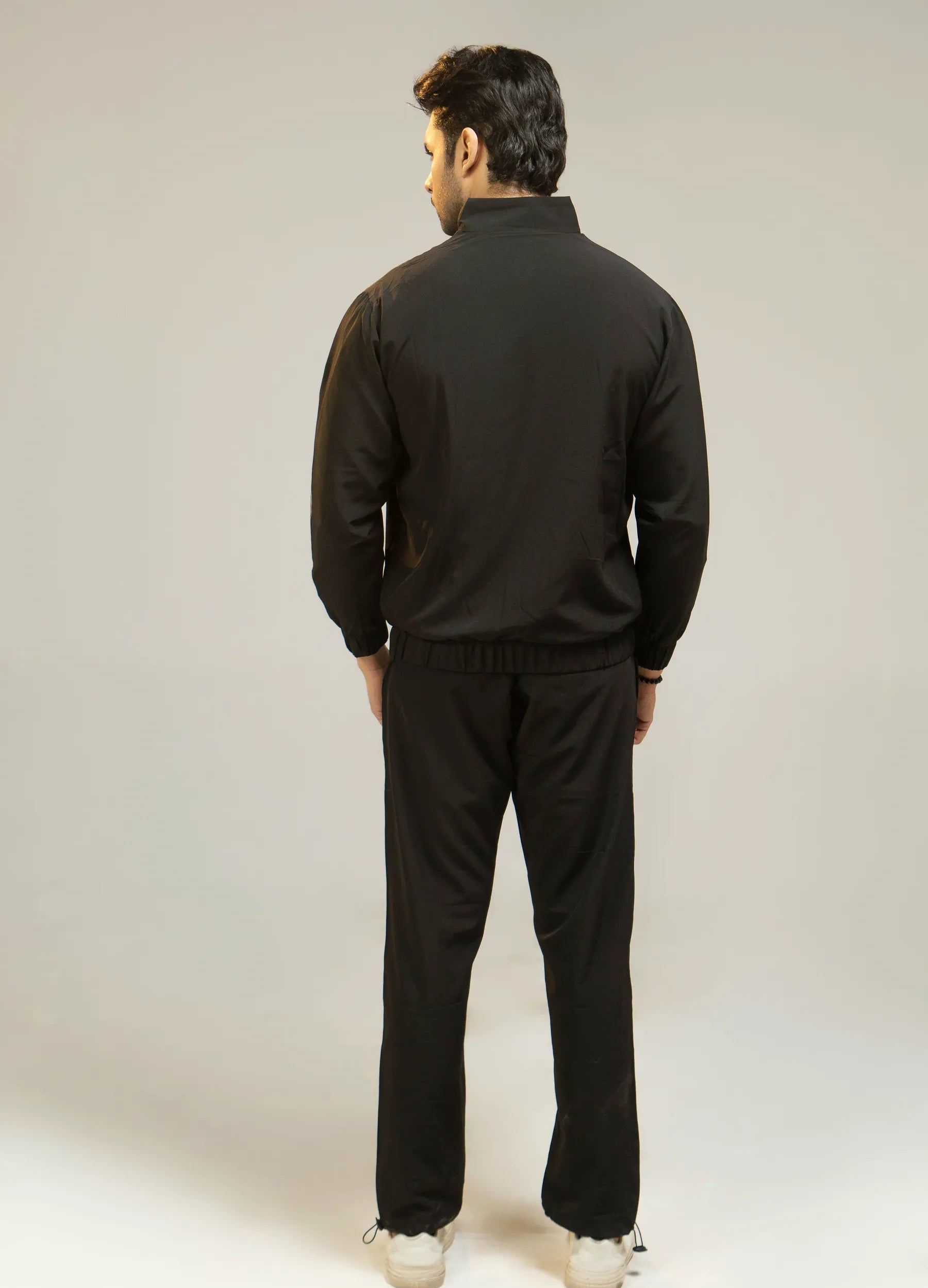 Men Regular Fit Tracksuit - Black - Harwage