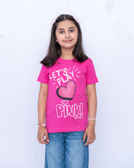 Junior Girls Printed Graphic Shirt – Vivid Pink