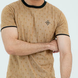 Men Graphic Crew Neck T-Shirt - Beige - Harwage