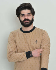 Men Palm Rotatory Design Sweatshirt – Beige - Harwage