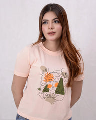 Women Printed Cropped Top - Pale Dogwood - Harwage