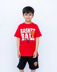 Kids Printed Cord Set – Fiery Red