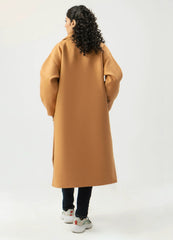 Women Winter Long Tweed Coat – Beige - Harwage