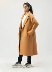 Women Winter Long Tweed Coat – Beige - Harwage