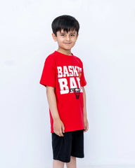 Kids Printed Cord Set – Fiery Red