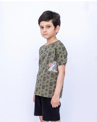 Kids Graphic Printed Cord Set – Deep Lichen Green
