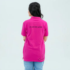 Women Basic Polo Shirt - Pink - Harwage