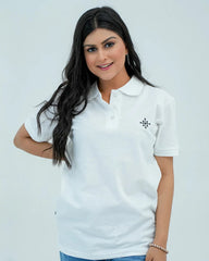 Women Basic Polo Shirt - White - Harwage