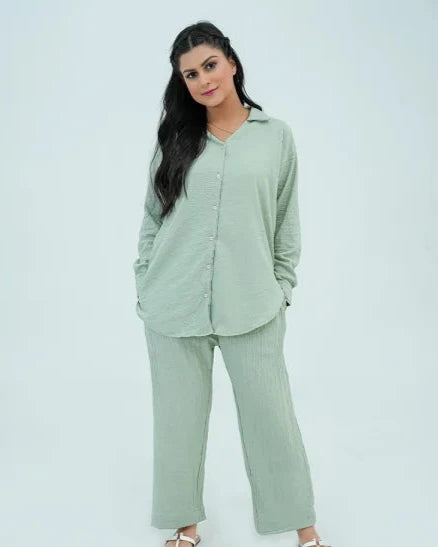 Women Basic Co-Ord Set - Green - Harwage