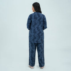 Women Basic Co-Ord Set – Blue with Grey - Harwage
