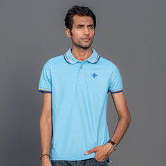 Men Contrast Tipping Polo Shirt - Clear Sky