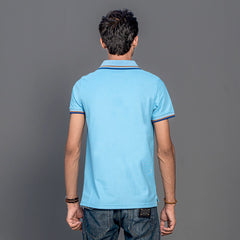Men Contrast Tipping Polo Shirt - Clear Sky