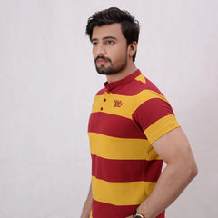 Men Stripe Polo Shirt - Winery