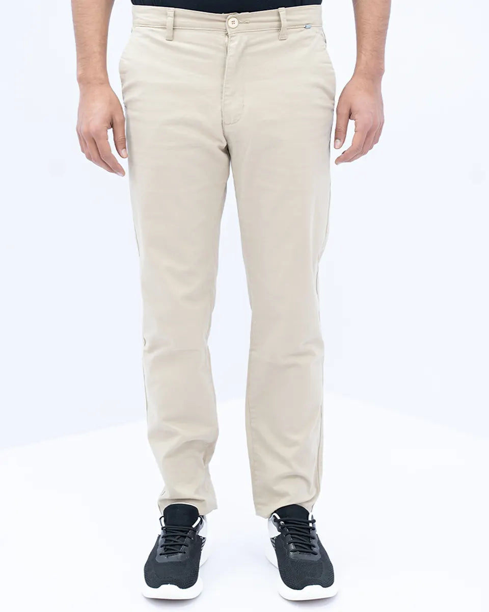 Men Khaki Elasticated Chino Pant