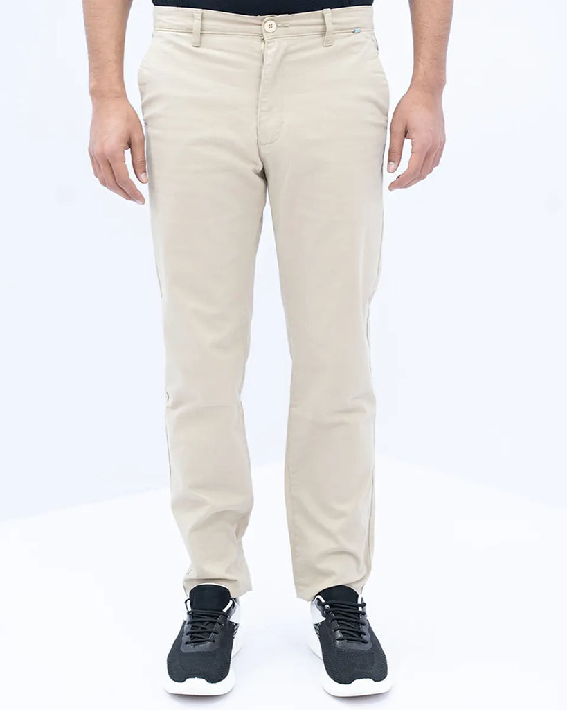 Men Khaki Elasticated Chino Pant