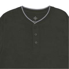 Men Ban Collar Full-Sleeve T-Shirt – Dark Charcoal - Harwage