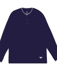 Men Ban Collar Full-Sleeve T-Shirt – Blue - Harwage