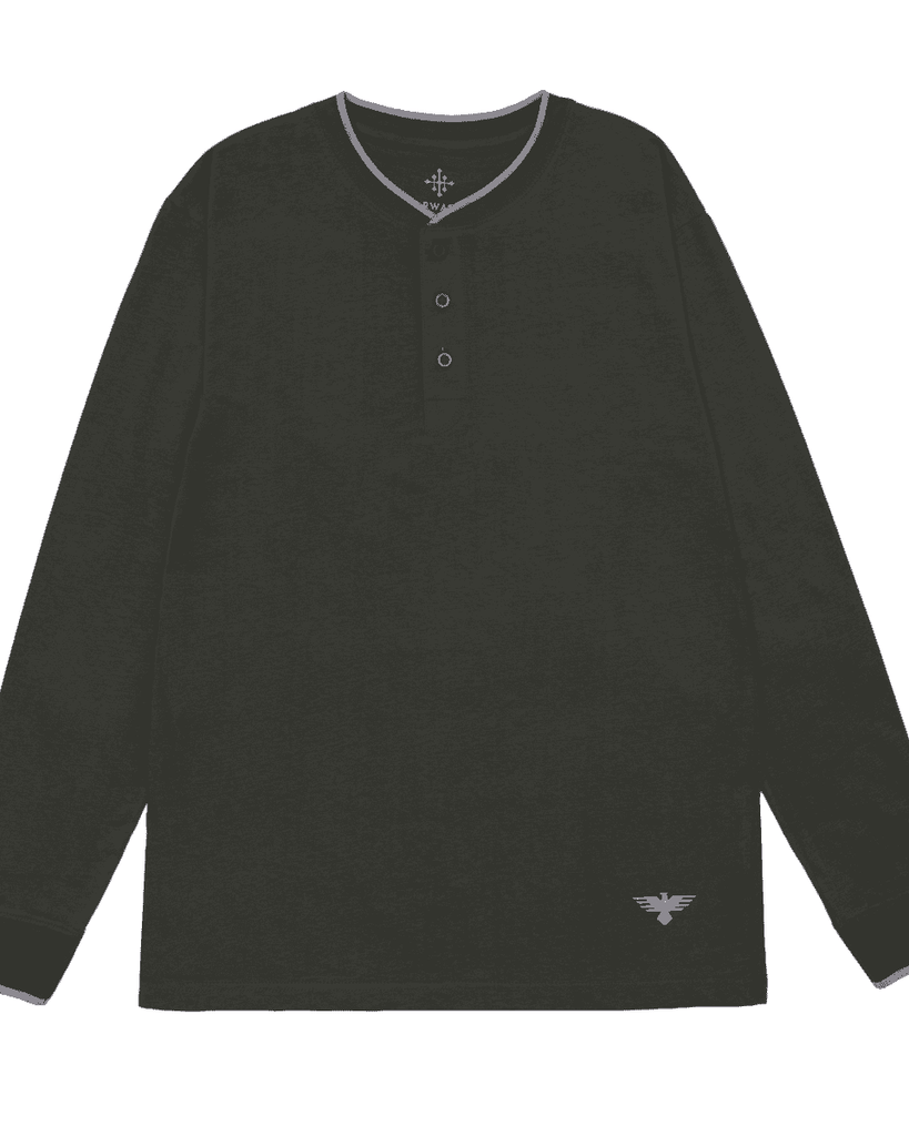 Men Ban Collar Full-Sleeve T-Shirt – Dark Charcoal - Harwage