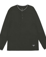 Men Ban Collar Full-Sleeve T-Shirt – Dark Charcoal - Harwage