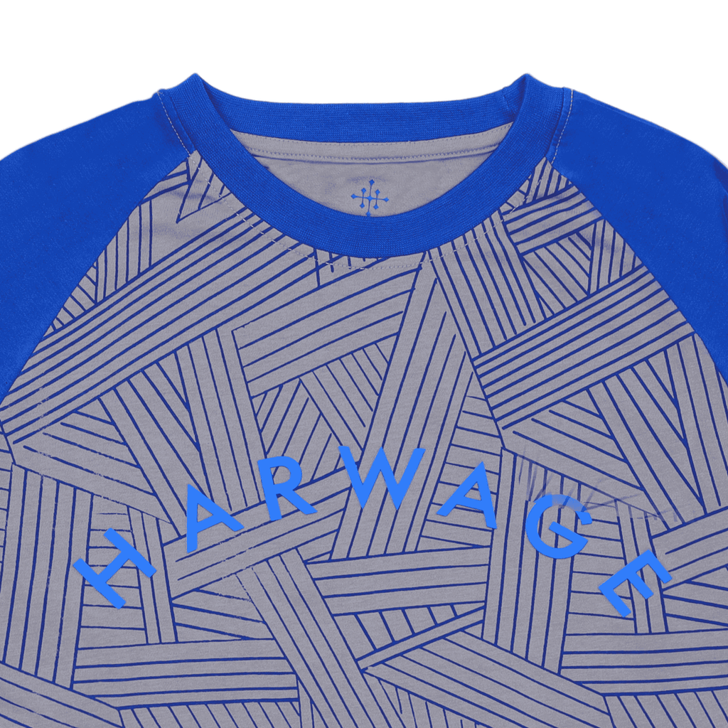 Men Printed Full-Sleeve T-Shirt - Grey/Blue - Harwage