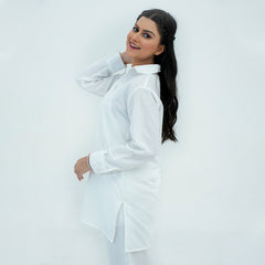 Women Basic Co-Ord Set - White - Harwage