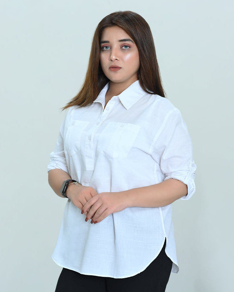 Women Basic Half Placket Shirt – 3 Colors - Harwage