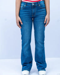 Women Flare Fit Denim Jeans - Mid Blue