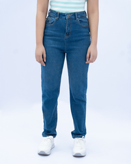 Women Mom Fit Jeans - Dark Blue