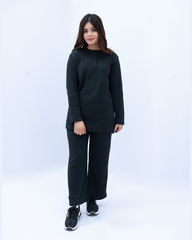Women Plain Co-Ord Set - Black