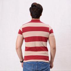 Men Stripe Polo Shirt - Sand Dollar
