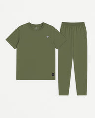 Men’s Solid Co-ord Set – Deep Lichen Green